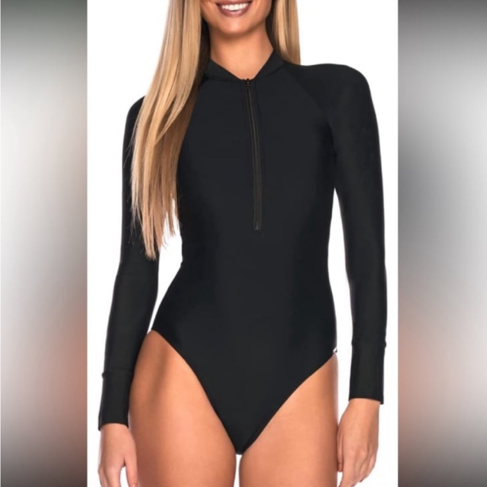 RELLECIGA Women' One Piece Swimsuit Long Sleeve Rash Guard UV Surfing  NWT  XL